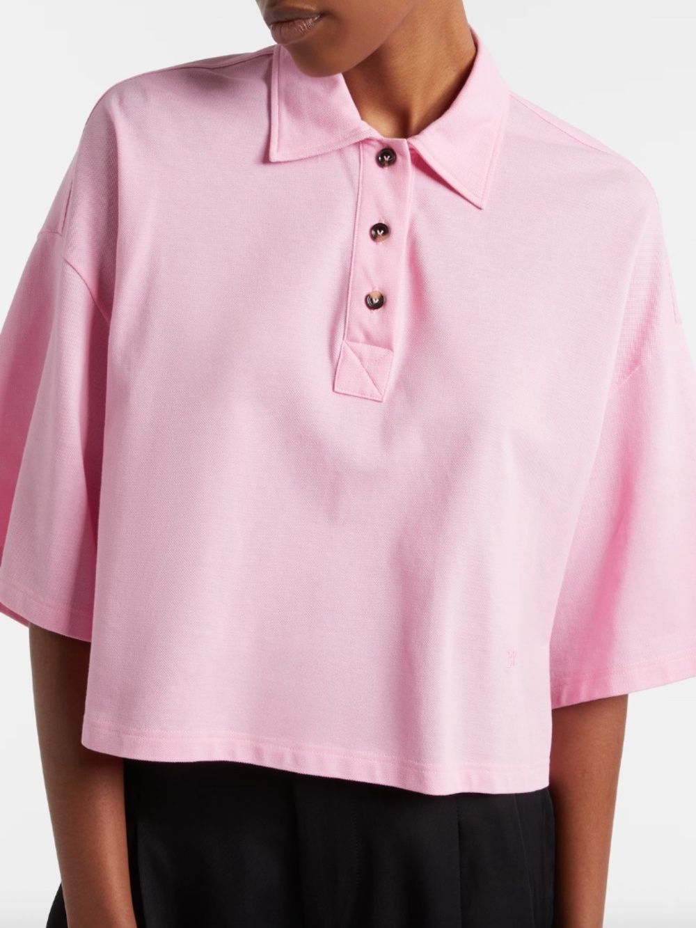 Bottega Veneta Boxy Polo Top in Light Pink